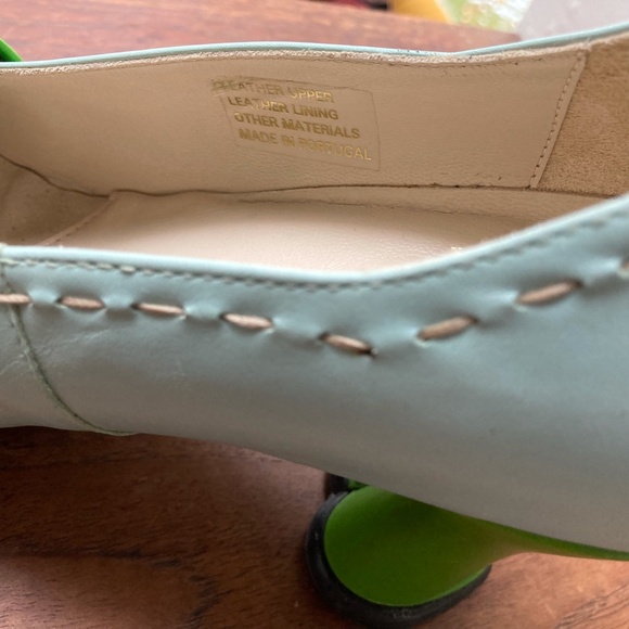 John Fluevog Hi Choice Vanny’s leather lime green & light blue heels NEAR MINT - Picture 7 of 9